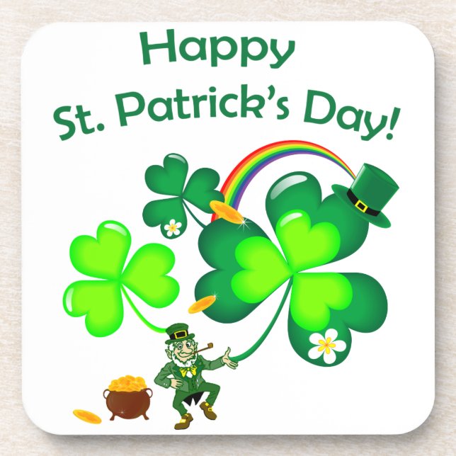 Porta-copo Leprechaun e Shamrock (Frente)