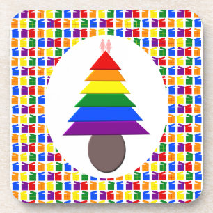 Porta-copo Lésbicas Árvore de Natal Rainbow e Presentes