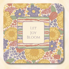 Porta-copo Let Joy Bloom Coaster Set – Editable Text