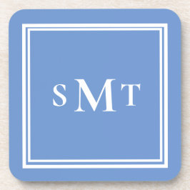 Porta-copo Letra azul e branca três letras monograma