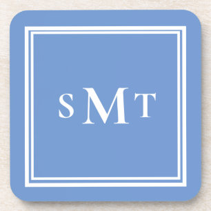 Porta-copo Letra azul e branca três letras monograma