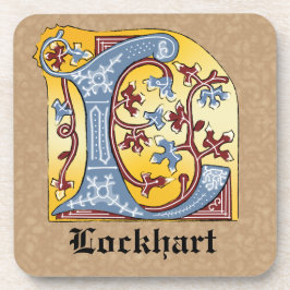 Porta-copo Letra azul medieval e vermelha acesa L