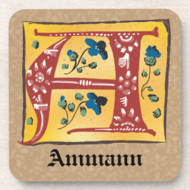 Porta-copo Letra Floral Iluminada Medieval A Monograma