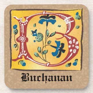 Porta-copo Letra Floral Iluminada Medieval B Monograma