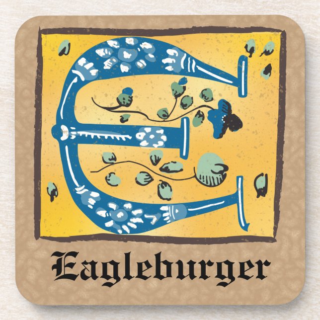 Porta-copo Letra Floral Iluminada Medieval E Monograma (Frente)