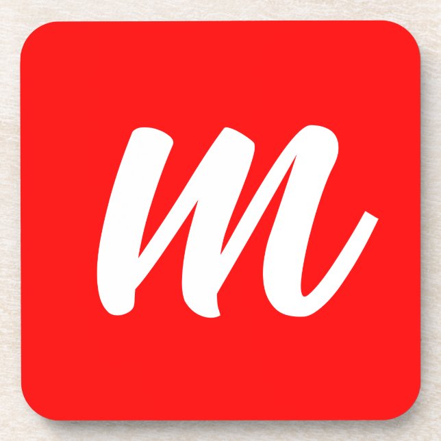 Porta-copo Letra Inicial de Monograma Branco Vermelho (Frente)