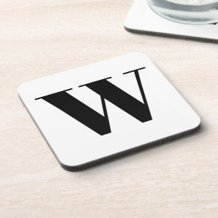 Porta-copo Letra inicial personalizada preta de monograma mod