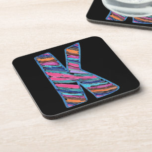 Porta-copo Letra K Multicolor Colorida Como em Kay em Preto