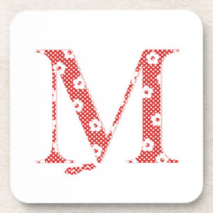 Porta-copo Letra M (vermelha) do padrão da flor