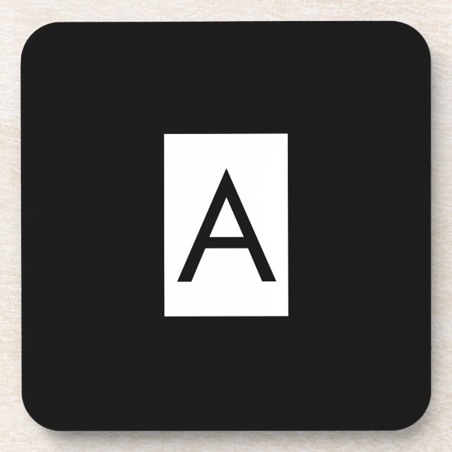 Porta-copo Letra Negra Branco Monograma Inicial Simples Simpl (Frente)