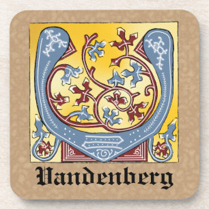 Porta-copo Letra V Iluminada Azul Medieval e Vermelha Ivy