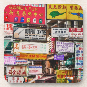 Porta-copo Letreiros de néon nas ruas de Hong Kong