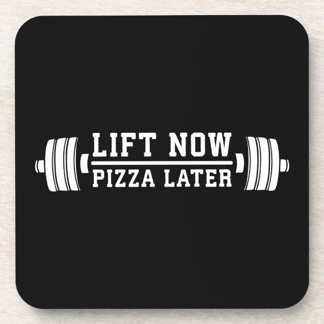 Porta-copo Levante Agora, Pizza Mais Tarde, Barbell - Engraça (Frente)