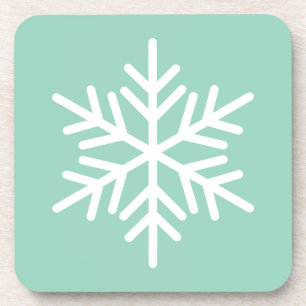 Porta-copo Leve Mint Teal Fundo Branco Floco Nórdico de Neve