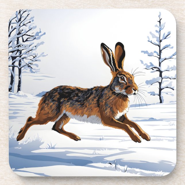 Porta-copo Liberdade de lebre sem limites na neve (Frente)