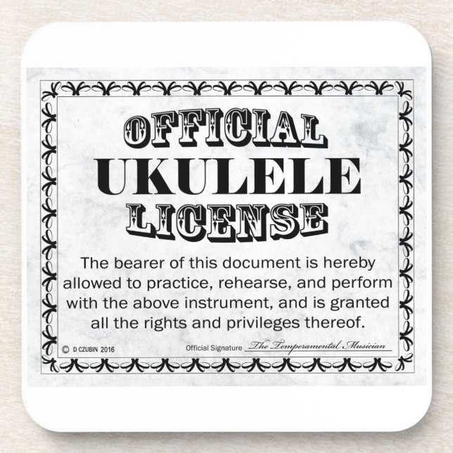 Porta-copo Licença Ukulele (Frente)