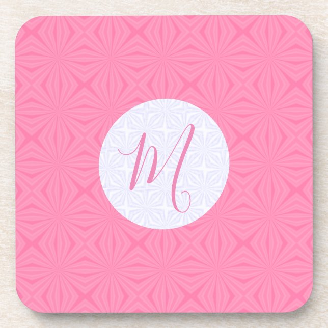 Porta-copo Light Pink Squiggly Squares Personalized Initial  (Frente)