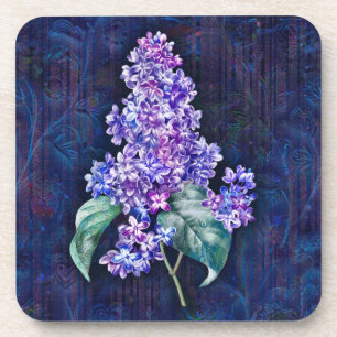 Porta-copo Lilás Roxo sobre Fundo Decorativo Azul Marinho