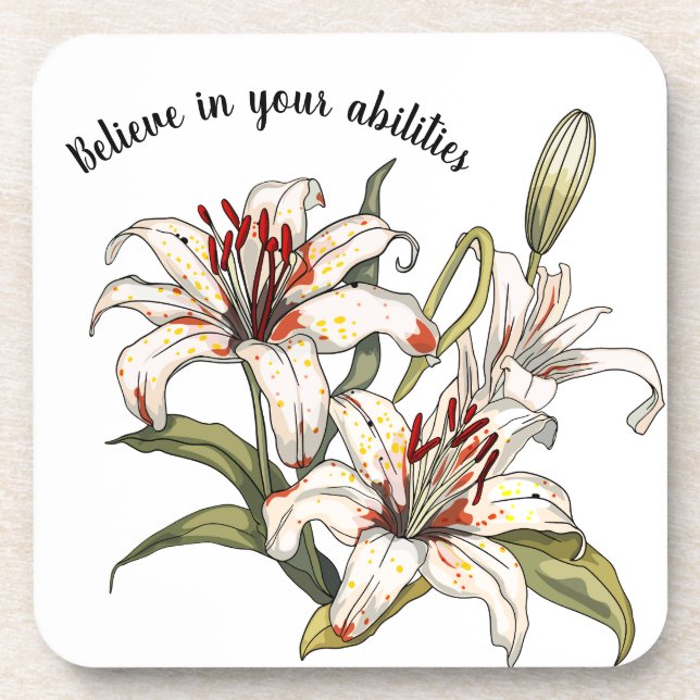 Porta-copo Lily. Confie em si mesmo. Acredite em suas habilid (Frente)