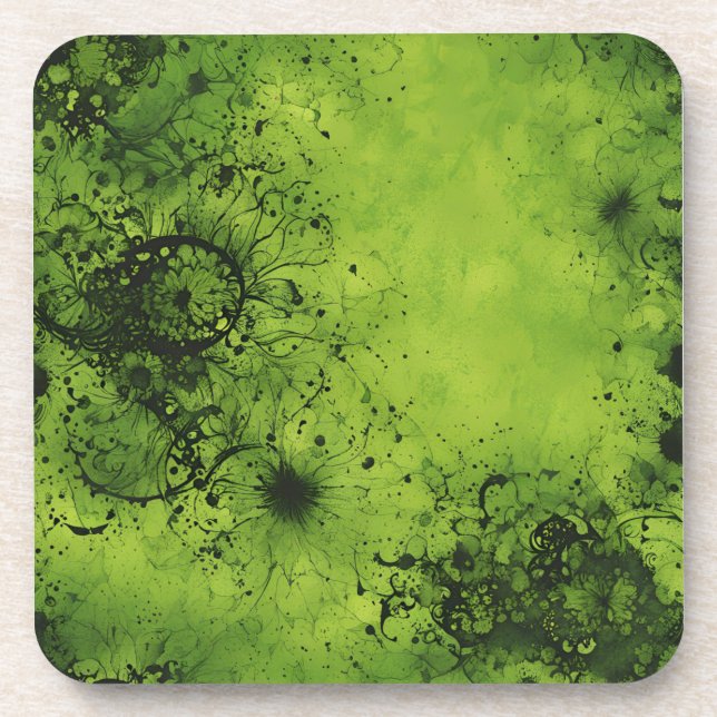 Porta-copo Lime Verde Grunge com Acentos Pretos (Frente)