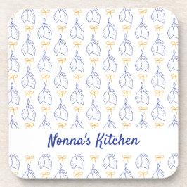 Porta-copo Limões Azuis Italianos Desenhados À Mão Personaliz