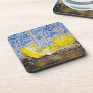 Porta-copo Limões e Azulejos — Clássico Azul e Amarelo Still
