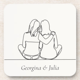 Porta-copo Linda Arte de Linha de Casal Lésbica Personalizada