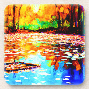 Porta-copo Linda Floresta Laranja Brilhante Colorida. Comprar