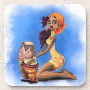 Porta-copo Linda garota Drummer Africana - Festa de Música F