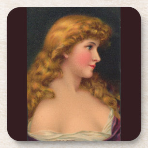 Porta-copo Linda mulher do século XIX com cabelo comprido