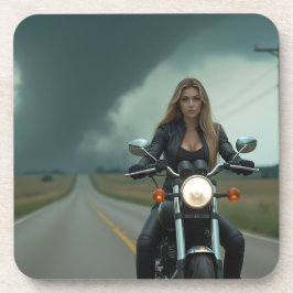 Porta-copo Linda mulher em motocicleta \ Tornado