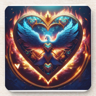 Porta-copo Linda Pássaro Azul Espalha Asas No Coração Fiery
