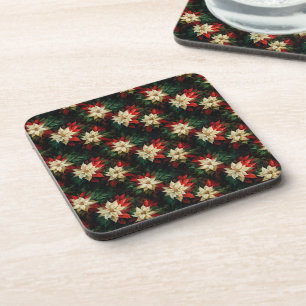 Porta-copo Lindas Poinsettias Vermelhas e Brancas