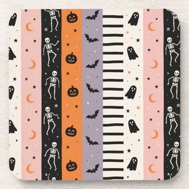 Porta-copo Lindo Travesseiro de Halloween com Listras Vertica (Frente)