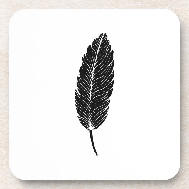 Porta-copo Linoco de pena russa preto-e-branco (Frente)