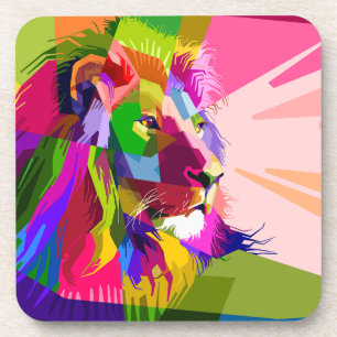 Porta-copo Lion Colorful Pop Prismatic Art Design-62501