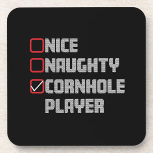 Porta-copo Lista de Jogadores de Cornhole Nice Naughty Natal