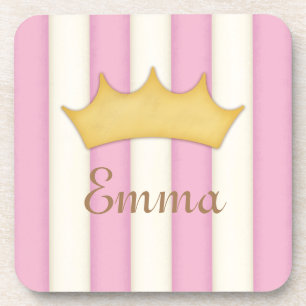 Porta-copo Listras cor-de-rosa Nome personalizado Princesa Co
