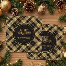 Lítima Dourada Elegante de Tartan Preto