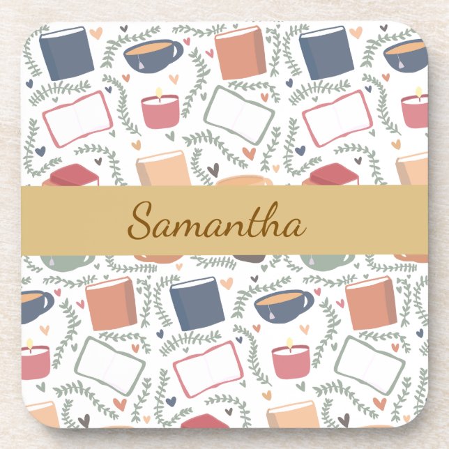 Porta-copo Livros, Velas E Chá (Frente)