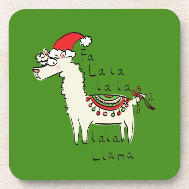 Porta-copo Llama Natal Crianças Fofo Divertido (Frente)