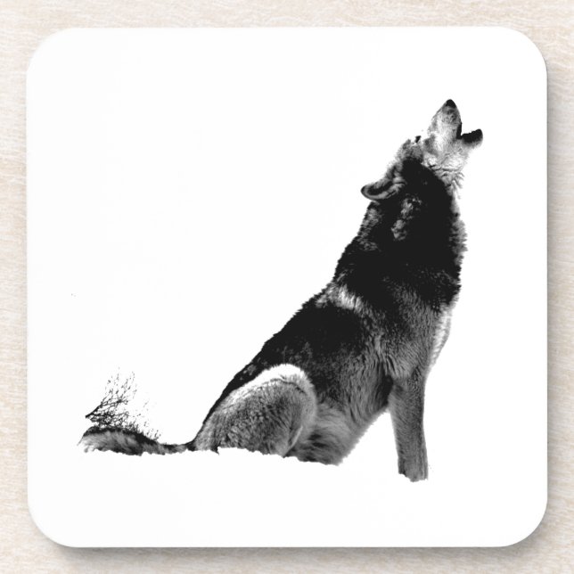 Porta-copo Lobo-de-Howling Branco-Preto (Frente)