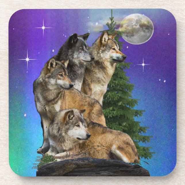 Porta-copo Lobo e Lua (Frente)