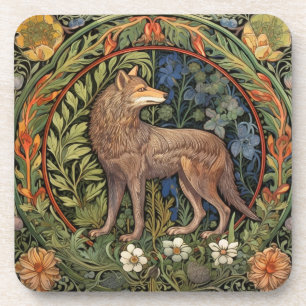 Porta-copo Lobo na floresta art nouveau