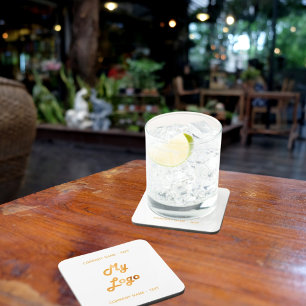 Porta-copo Logótipo da empresa comercial slogan dourado cor m