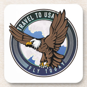 Porta-copo Logotipo de Voar Hoje para Viajar para os EUA