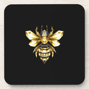 Porta-copo Logotipo Faux Gold Foil Polygonal da Abelha em Pre
