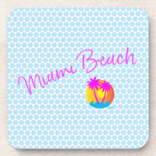 Porta-copo Logotipo Miami-Praia-Sol-palms-rosa