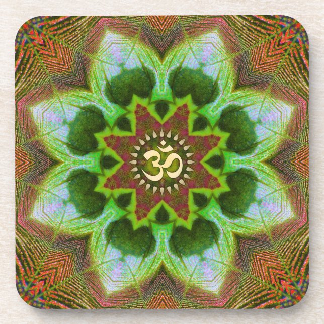 Porta-copo Lotus Om Mandala Arte Geométrica: Conjunto 6 (Frente)