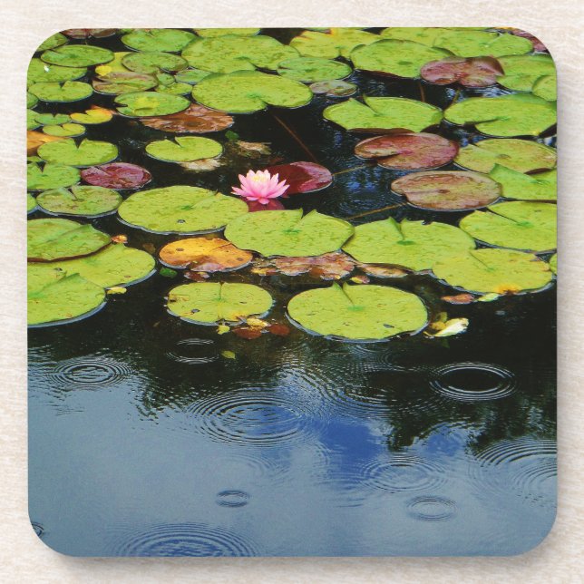 Porta-copo Lótus rosa na chuva (Frente)